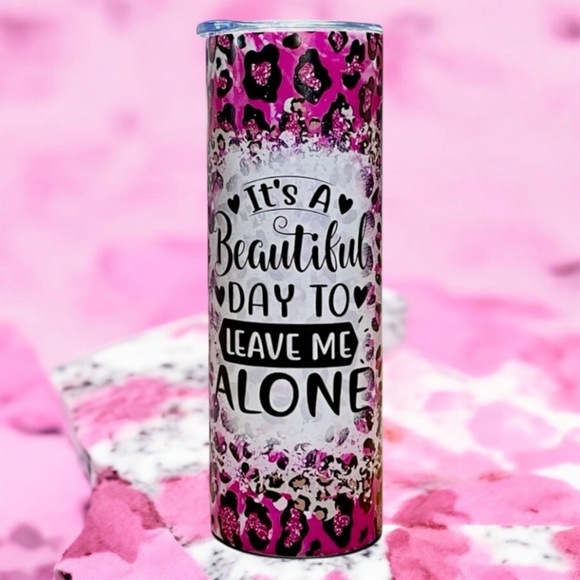 Other - Pink Leopard Print Tumbler 20oz. Stainless Steel